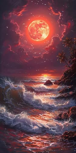 Malen Nach Zahlen Erwachsene Sonnenuntergang Malen Nach Zahlen Kits Landschaft, DIY Set Erwachsene Paint by Numbers mit Pinseln, DIY Handgemalt Ölgemälde Kit für Deko Wohnzimmer 100x200cm 0-5380 von KUEAJIOU