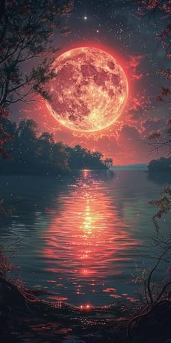 Malen Nach Zahlen Erwachsene Sonnenuntergang Malen Nach Zahlen Kits Landschaft, DIY Set Erwachsene Paint by Numbers mit Pinseln, DIY Handgemalt Ölgemälde Kit für Deko Wohnzimmer 70x140cm 3-8861 von KUEAJIOU