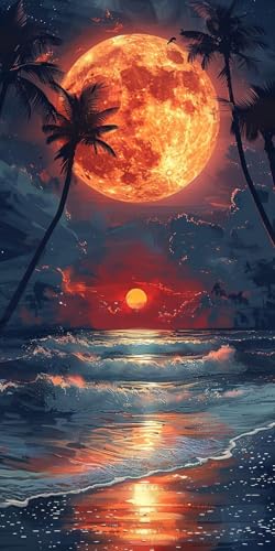 Malen Nach Zahlen Erwachsene Sonnenuntergang Malen Nach Zahlen Kits Strand, DIY Set Erwachsene Paint by Numbers mit Pinseln, DIY Handgemalt Ölgemälde Kit für Deko Wohnzimmer Geschenke 40x85cm 6-8201 von KUEAJIOU
