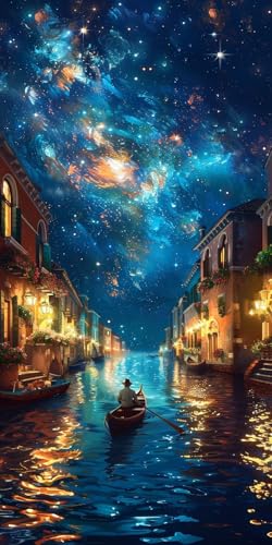 Malen Nach Zahlen Erwachsene Sternenhimmel Malen Nach Zahlen Kits Rivers, DIY Set Erwachsene Paint by Numbers mit Pinseln, DIY Handgemalt Ölgemälde Kit für Deko Wohnzimmer Geschenke 30x60cm 0-5012 von KUEAJIOU