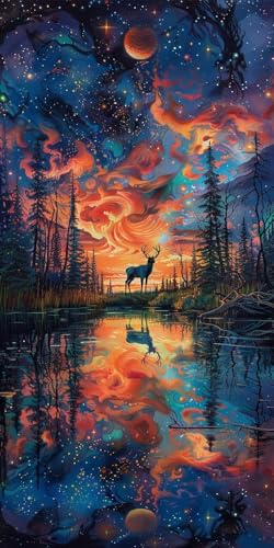 Malen Nach Zahlen Erwachsene Tier, Malen Nach Zahlen Sonnenuntergang, Paint by Numbers mit Pinseln und Acrylfarben, DIY Handgemalt Ölgemälde Kit für Deko Wohnzimmer und Wohnzimmer Deko 30x60cm 4-3362 von KUEAJIOU