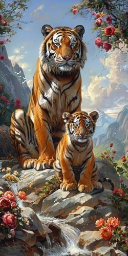 Malen Nach Zahlen Erwachsene Tiger, Malen Nach Zahlen Tier, Paint by Numbers mit Pinseln und Acrylfarben, DIY Handgemalt Ölgemälde Kit für Deko Wohnzimmer Geschenke und Wohnzimmer Deko 100x200cm M-148 Malen Nach Zahlen Erwachsene Tiger, Malen Nach Zahlen Tier, Paint by Numbers mit Pinseln und Acrylfarben, DIY Handgemalt Ölgemälde Kit für Deko Wohnzimmer Geschenke und Wohnzimmer Deko 100x200cm M-148 von KUEAJIOU