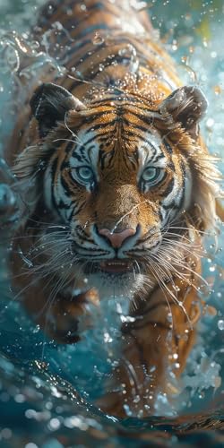 Malen Nach Zahlen Erwachsene Tiger, Malen Nach Zahlen Tier, Paint by Numbers mit Pinseln und Acrylfarben, DIY Handgemalt Ölgemälde Kit für Deko Wohnzimmer und Wohnzimmer Deko Geschenke 40x80cm L-5824 von KUEAJIOU