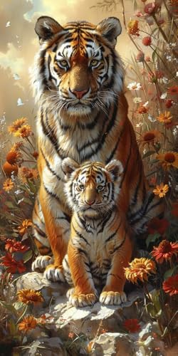 Malen Nach Zahlen Erwachsene Tiger Malen Nach Zahlen Kits Blume, DIY Set Erwachsene Paint by Numbers mit Pinseln und Acrylfarben, DIY Handgemalt Ölgemälde Kit für Deko Wohnzimmer 70x140cm 1-9959 Malen Nach Zahlen Erwachsene Tiger Malen Nach Zahlen Kits Blume, DIY Set Erwachsene Paint by Numbers mit Pinseln und Acrylfarben, DIY Handgemalt Ölgemälde Kit für Deko Wohnzimmer 70x140cm 1-9959 von KUEAJIOU