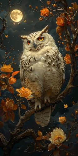 Malen Nach Zahlen Erwachsene Vogel, Malen Nach Zahlen Mond, Paint by Numbers mit Pinseln und Acrylfarben, DIY Handgemalt Ölgemälde Kit für Deko Wohnzimmer und Wohnzimmer Deko Geschenke 30x60cm H-3655 von KUEAJIOU