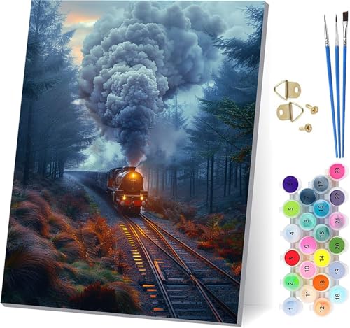 Malen Nach Zahlen Erwachsene Wald Malen Nach Zahlen, DIY Set Erwachsene Auto, Paint by Numbers Kits mit 3 Pinseln und Pigment, für Deko Wohnzimmer und Wanddeko, Geschenke für Frauen 100x130cm M-6671 von KUEAJIOU