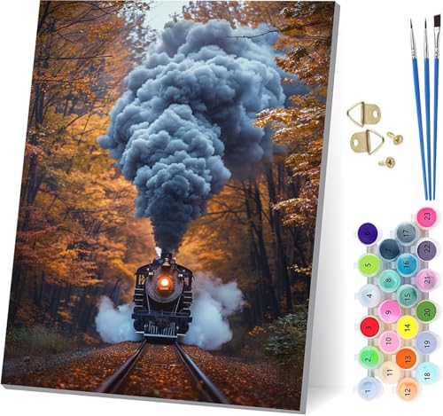Malen Nach Zahlen Erwachsene Wald Malen Nach Zahlen, DIY Set Erwachsene Auto, Paint by Numbers Kits mit 3 Pinseln und Pigment, für Deko Wohnzimmer und Wanddeko, Geschenke für Frauen 100x135cm 1-1314 von KUEAJIOU