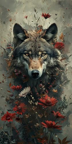 Malen Nach Zahlen Erwachsene Wolf, Malen Nach Zahlen Blume, Paint by Numbers mit Pinseln und Acrylfarben, DIY Handgemalt Ölgemälde Kit für Deko Wohnzimmer und Wohnzimmer Deko Geschenke 60x120cm 8-6047 Malen Nach Zahlen Erwachsene Wolf, Malen Nach Zahlen Blume, Paint by Numbers mit Pinseln und Acrylfarben, DIY Handgemalt Ölgemälde Kit für Deko Wohnzimmer und Wohnzimmer Deko Geschenke 60x120cm 8-6047 von KUEAJIOU