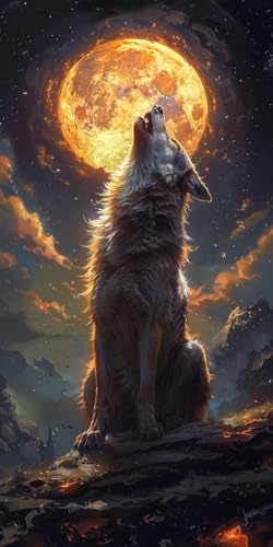 Malen Nach Zahlen Erwachsene Wolf, Malen Nach Zahlen Mond, Paint by Numbers mit Pinseln und Acrylfarben, DIY Handgemalt Ölgemälde Kit für Deko Wohnzimmer und Wohnzimmer Deko Geschenke 100x200cm U-9253 Malen Nach Zahlen Erwachsene Wolf, Malen Nach Zahlen Mond, Paint by Numbers mit Pinseln und Acrylfarben, DIY Handgemalt Ölgemälde Kit für Deko Wohnzimmer und Wohnzimmer Deko Geschenke 100x200cm U-9253 von KUEAJIOU