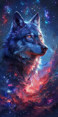 Malen Nach Zahlen Erwachsene Wolf, Malen Nach Zahlen Sternenhimmel, Paint by Numbers mit Pinseln und Acrylfarben, DIY Handgemalt Ölgemälde Kit für Deko Wohnzimmer und Wohnzimmer Deko 100x200cm E-8258 Malen Nach Zahlen Erwachsene Wolf, Malen Nach Zahlen Sternenhimmel, Paint by Numbers mit Pinseln und Acrylfarben, DIY Handgemalt Ölgemälde Kit für Deko Wohnzimmer und Wohnzimmer Deko 100x200cm E-8258 von KUEAJIOU