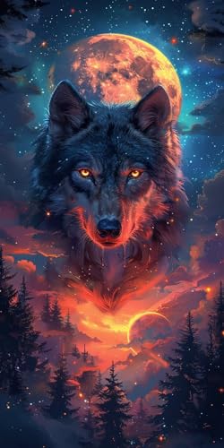 Malen Nach Zahlen Erwachsene Wolf, Malen Nach Zahlen Sternenhimmel, Paint by Numbers mit Pinseln und Acrylfarben, DIY Handgemalt Ölgemälde Kit für Deko Wohnzimmer und Wohnzimmer Deko 30x60cm 8-6587 Malen Nach Zahlen Erwachsene Wolf, Malen Nach Zahlen Sternenhimmel, Paint by Numbers mit Pinseln und Acrylfarben, DIY Handgemalt Ölgemälde Kit für Deko Wohnzimmer und Wohnzimmer Deko 30x60cm 8-6587 von KUEAJIOU