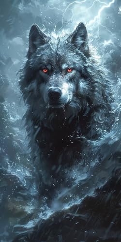 Malen Nach Zahlen Erwachsene Wolf, Malen Nach Zahlen Tier, Paint by Numbers mit Pinseln und Acrylfarben, DIY Handgemalt Ölgemälde Kit für Deko Wohnzimmer und Wohnzimmer Deko Geschenke 40x70cm 6-6717 von KUEAJIOU