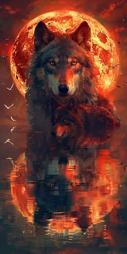 Malen Nach Zahlen Erwachsene Wolf Malen Nach Zahlen Kits Mond, DIY Set Erwachsene Paint by Numbers mit Pinseln und Acrylfarben, DIY Handgemalt Ölgemälde Kit für Deko Wohnzimmer 100x200cm 3-3925 Malen Nach Zahlen Erwachsene Wolf Malen Nach Zahlen Kits Mond, DIY Set Erwachsene Paint by Numbers mit Pinseln und Acrylfarben, DIY Handgemalt Ölgemälde Kit für Deko Wohnzimmer 100x200cm 3-3925 von KUEAJIOU