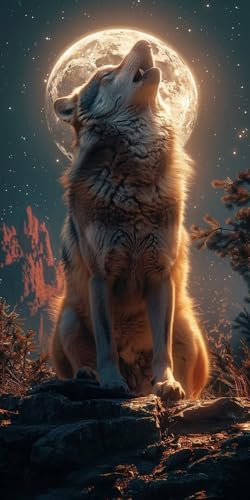 Malen Nach Zahlen Erwachsene Wolf Malen Nach Zahlen Kits Mond, DIY Set Erwachsene Paint by Numbers mit Pinseln und Acrylfarben, DIY Handgemalt Ölgemälde Kit für Deko Wohnzimmer 70x140cm H-2962 Malen Nach Zahlen Erwachsene Wolf Malen Nach Zahlen Kits Mond, DIY Set Erwachsene Paint by Numbers mit Pinseln und Acrylfarben, DIY Handgemalt Ölgemälde Kit für Deko Wohnzimmer 70x140cm H-2962 von KUEAJIOU