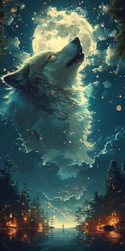 Malen Nach Zahlen Erwachsene Wolf Malen Nach Zahlen Kits Mond, DIY Set Erwachsene Paint by Numbers mit Pinseln und Acrylfarben, DIY Handgemalt Ölgemälde Kit für Deko Wohnzimmer 80x160cm L-6132 Malen Nach Zahlen Erwachsene Wolf Malen Nach Zahlen Kits Mond, DIY Set Erwachsene Paint by Numbers mit Pinseln und Acrylfarben, DIY Handgemalt Ölgemälde Kit für Deko Wohnzimmer 80x160cm L-6132 von KUEAJIOU