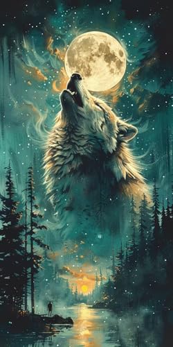 Malen Nach Zahlen Erwachsene Wolf Malen Nach Zahlen Kits Mond, DIY Set Erwachsene Paint by Numbers mit Pinseln und Acrylfarben, DIY Handgemalt Ölgemälde Kit für Deko Wohnzimmer Geschenke 40x85cm 5-935 Malen Nach Zahlen Erwachsene Wolf Malen Nach Zahlen Kits Mond, DIY Set Erwachsene Paint by Numbers mit Pinseln und Acrylfarben, DIY Handgemalt Ölgemälde Kit für Deko Wohnzimmer Geschenke 40x85cm 5-935 von KUEAJIOU