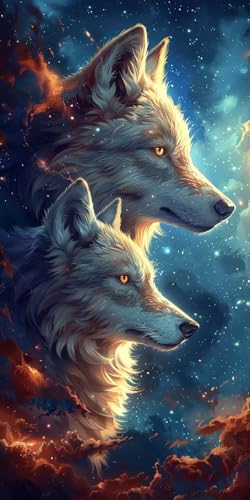 Malen Nach Zahlen Erwachsene Wolf Malen Nach Zahlen Kits Tier, DIY Set Erwachsene Paint by Numbers mit Pinseln und Acrylfarben, DIY Handgemalt Ölgemälde Kit für Deko Wohnzimmer 80x160cm S-9955 von KUEAJIOU
