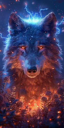 Malen Nach Zahlen Erwachsene Wolf Malen Nach Zahlen Kits Tier, DIY Set Erwachsene Paint by Numbers mit Pinseln und Acrylfarben, DIY Handgemalt Ölgemälde Kit für Deko Wohnzimmer Geschenke 30x60cm 6-348 von KUEAJIOU