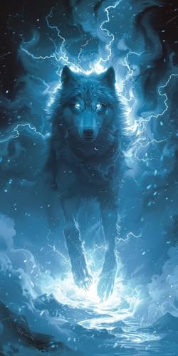 Malen Nach Zahlen Erwachsene Wolf Malen Nach Zahlen Kits Tier, DIY Set Erwachsene Paint by Numbers mit Pinseln und Acrylfarben, DIY Handgemalt Ölgemälde Kit für Deko Wohnzimmer Geschenke 45x90cm G-613 von KUEAJIOU