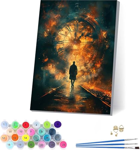 Mann Malen Nach Zahlen Erwachsene Mit Rahmen, Malen Nach Zahlen Flamme, DIY Set Erwachsene Mit 3 Pinseln und Acrylfarbe, Paint by Numbers für Deko Wohnzimmer, Geschenke für Frauen 40x50cm P-5815 von KUEAJIOU