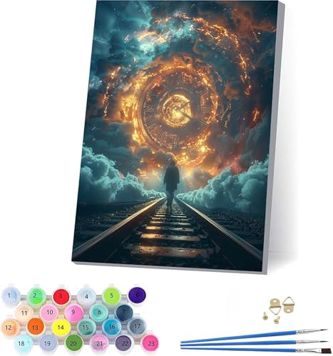 Mann Malen Nach Zahlen Erwachsene Mit Rahmen, Malen Nach Zahlen Landschaft, DIY Set Erwachsene Mit 3 Pinseln und Acrylfarbe, Paint by Numbers für Deko Wohnzimmer, Geschenke für Frauen 40x50cm 9-7843 von KUEAJIOU