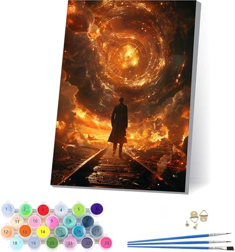 Mann Malen Nach Zahlen Erwachsene Mit Rahmen, Malen Nach Zahlen Landschaft, DIY Set Erwachsene Mit 3 Pinseln und Acrylfarbe, Paint by Numbers für Deko Wohnzimmer, Geschenke für Frauen 70x95cm 8-1720 von KUEAJIOU
