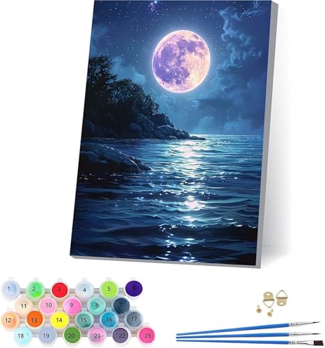 Mond Malen Nach Zahlen Erwachsene Mit Rahmen, Malen Nach Zahlen Ozean, DIY Set Erwachsene Mit 3 Pinseln und Acrylfarbe, Paint by Numbers für Deko Wohnzimmer, Geschenke für Frauen 100x135cm B-5607 Mond Malen Nach Zahlen Erwachsene Mit Rahmen, Malen Nach Zahlen Ozean, DIY Set Erwachsene Mit 3 Pinseln und Acrylfarbe, Paint by Numbers für Deko Wohnzimmer, Geschenke für Frauen 100x135cm B-5607 von KUEAJIOU