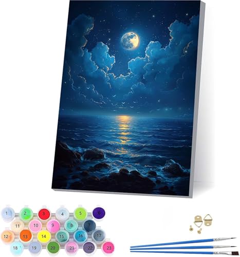 Mond Malen Nach Zahlen Erwachsene Mit Rahmen, Malen Nach Zahlen Wolke, DIY Set Erwachsene Mit 3 Pinseln und Acrylfarbe Knitterfreie Leinwand, Paint by Numbers für Deko Wohnzimmer 100x135cm 5-4510 Mond Malen Nach Zahlen Erwachsene Mit Rahmen, Malen Nach Zahlen Wolke, DIY Set Erwachsene Mit 3 Pinseln und Acrylfarbe Knitterfreie Leinwand, Paint by Numbers für Deko Wohnzimmer 100x135cm 5-4510 von KUEAJIOU