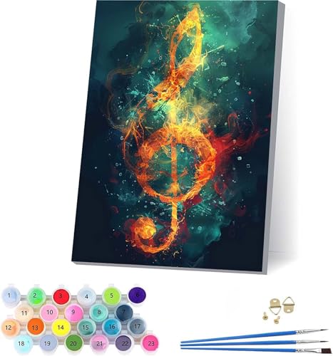 Musical Notes Malen Nach Zahlen Erwachsene Mit Rahmen, Malen Nach Zahlen Flamme, DIY Set Erwachsene Mit 3 Pinseln und Acrylfarbe, Deko Wohnzimmer und Wanddeko, Geschenke für Frauen 70x95cm L-5544 Musical Notes Malen Nach Zahlen Erwachsene Mit Rahmen, Malen Nach Zahlen Flamme, DIY Set Erwachsene Mit 3 Pinseln und Acrylfarbe, Deko Wohnzimmer und Wanddeko, Geschenke für Frauen 70x95cm L-5544 von KUEAJIOU