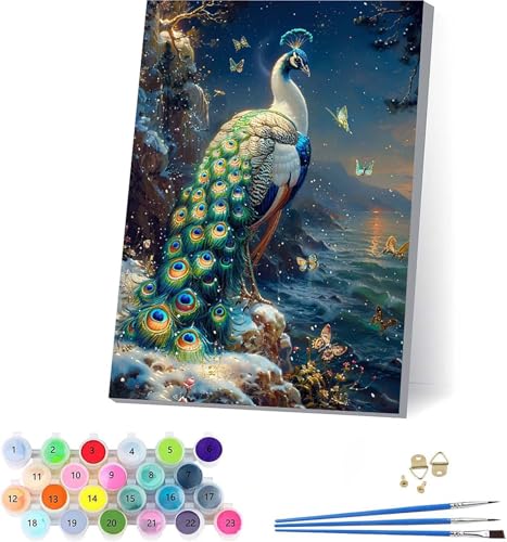 Pfau Malen Nach Zahlen Erwachsene Mit Rahmen, Malen Nach Zahlen Schmetterling, DIY Set Erwachsene Mit 3 Pinseln und Acrylfarbe Knitterfreie Leinwand, Deko Wohnzimmer und Wanddeko 100x130cm N-6139 Pfau Malen Nach Zahlen Erwachsene Mit Rahmen, Malen Nach Zahlen Schmetterling, DIY Set Erwachsene Mit 3 Pinseln und Acrylfarbe Knitterfreie Leinwand, Deko Wohnzimmer und Wanddeko 100x130cm N-6139 von KUEAJIOU
