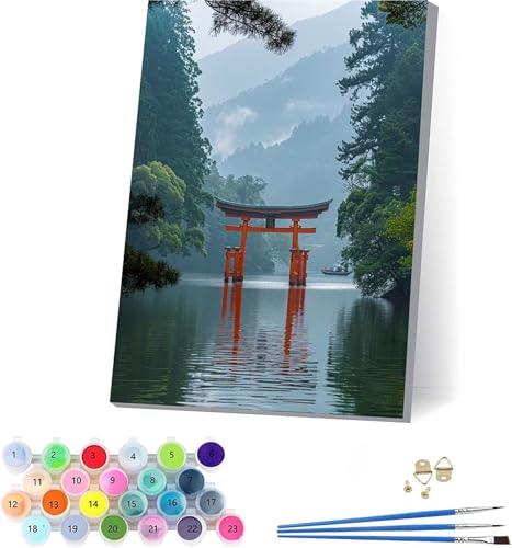 Rivers Malen Nach Zahlen Erwachsene Mit Rahmen, Malen Nach Zahlen Landschaft, DIY Set Erwachsene Mit 3 Pinseln und Acrylfarbe, Paint by Numbers für Deko Wohnzimmer, Geschenke für Frauen 70x95cm Q-2512 von KUEAJIOU