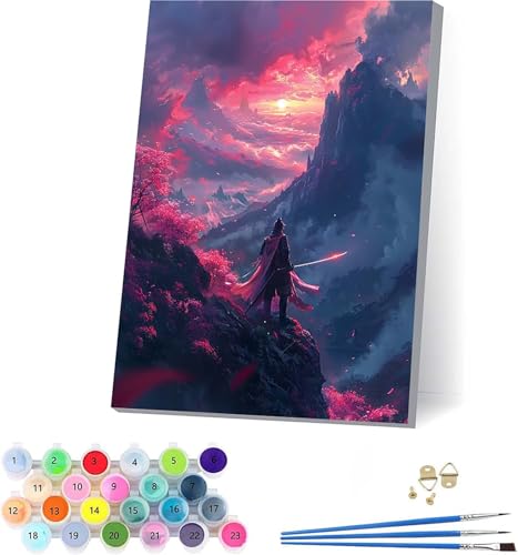 Samurai Malen Nach Zahlen Erwachsene Mit Rahmen, Malen Nach Zahlen Landschaft, DIY Set Erwachsene Mit 3 Pinseln und Acrylfarbe, Deko Wohnzimmer und Wanddeko, Geschenke für Frauen 30x40cm 7-9113 Samurai Malen Nach Zahlen Erwachsene Mit Rahmen, Malen Nach Zahlen Landschaft, DIY Set Erwachsene Mit 3 Pinseln und Acrylfarbe, Deko Wohnzimmer und Wanddeko, Geschenke für Frauen 30x40cm 7-9113 von KUEAJIOU
