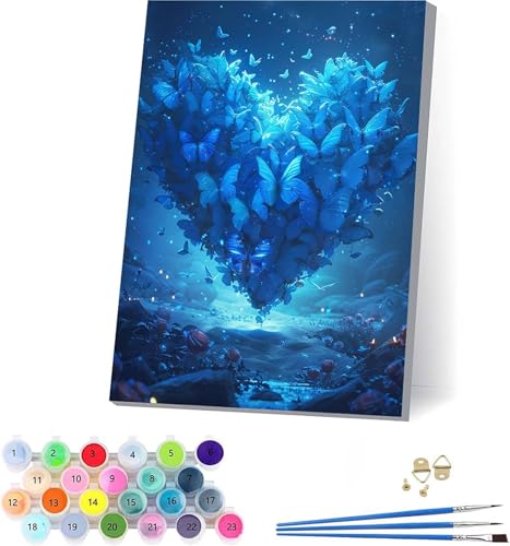 Schmetterling Malen Nach Zahlen Erwachsene Mit Rahmen, Malen Nach Zahlen Herz, DIY Set Erwachsene Mit 3 Pinseln und Acrylfarbe, Deko Wohnzimmer und Wanddeko, Geschenke für Frauen 100x130cm 4-9680 Schmetterling Malen Nach Zahlen Erwachsene Mit Rahmen, Malen Nach Zahlen Herz, DIY Set Erwachsene Mit 3 Pinseln und Acrylfarbe, Deko Wohnzimmer und Wanddeko, Geschenke für Frauen 100x130cm 4-9680 von KUEAJIOU