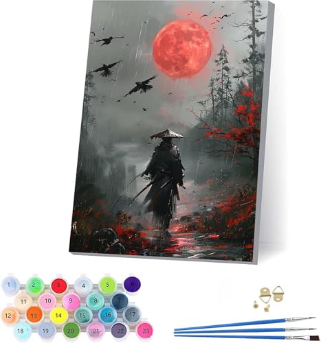 Sonne Malen Nach Zahlen Erwachsene Mit Rahmen, Malen Nach Zahlen Baum, DIY Set Erwachsene Mit 3 Pinseln und Acrylfarbe Knitterfreie Leinwand, Paint by Numbers für Deko Wohnzimmer 70x95cm Z-2894 von KUEAJIOU