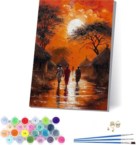 Sonne Malen Nach Zahlen Erwachsene Mit Rahmen, Malen Nach Zahlen Frau, DIY Set Erwachsene Mit 3 Pinseln und Acrylfarbe, Paint by Numbers für Deko Wohnzimmer, Geschenke für Frauen 50x65cm I-1892 von KUEAJIOU
