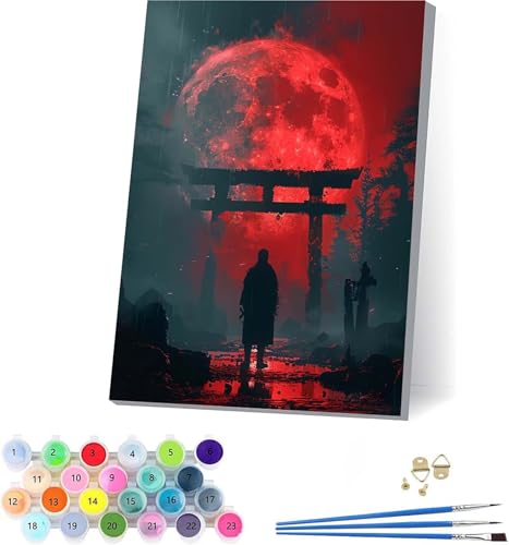 Sonne Malen Nach Zahlen Erwachsene Mit Rahmen, Malen Nach Zahlen Mann, DIY Set Erwachsene Mit 3 Pinseln und Acrylfarbe, Paint by Numbers für Deko Wohnzimmer, Geschenke für Frauen 30x40cm O-8800 von KUEAJIOU