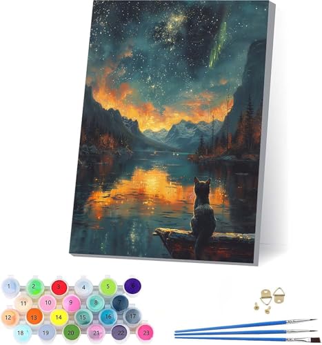 Sternenhimmel Malen Nach Zahlen Erwachsene Mit Rahmen, Malen Nach Zahlen Katze, DIY Set Erwachsene Mit 3 Pinseln und Acrylfarbe Knitterfreie Leinwand, Deko Wohnzimmer und Wanddeko 70x95cm 9-5832 Sternenhimmel Malen Nach Zahlen Erwachsene Mit Rahmen, Malen Nach Zahlen Katze, DIY Set Erwachsene Mit 3 Pinseln und Acrylfarbe Knitterfreie Leinwand, Deko Wohnzimmer und Wanddeko 70x95cm 9-5832 von KUEAJIOU