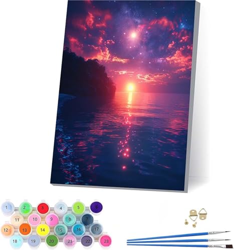 Sternenhimmel Malen Nach Zahlen Erwachsene Mit Rahmen, Malen Nach Zahlen Sonnenuntergang, DIY Set Erwachsene Mit 3 Pinseln und Acrylfarbe Knitterfreie Leinwand, Deko Wohnzimmer 50x65cm 0-7031 Sternenhimmel Malen Nach Zahlen Erwachsene Mit Rahmen, Malen Nach Zahlen Sonnenuntergang, DIY Set Erwachsene Mit 3 Pinseln und Acrylfarbe Knitterfreie Leinwand, Deko Wohnzimmer 50x65cm 0-7031 von KUEAJIOU