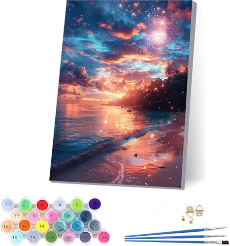 Strand Malen Nach Zahlen Erwachsene Mit Rahmen, Malen Nach Zahlen Sonnenuntergang, DIY Set Erwachsene Mit 3 Pinseln und Acrylfarbe, Deko Wohnzimmer und Wanddeko, Geschenke für Frauen 100x135cm 1-1517 Strand Malen Nach Zahlen Erwachsene Mit Rahmen, Malen Nach Zahlen Sonnenuntergang, DIY Set Erwachsene Mit 3 Pinseln und Acrylfarbe, Deko Wohnzimmer und Wanddeko, Geschenke für Frauen 100x135cm 1-1517 von KUEAJIOU