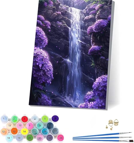 StüRze Malen Nach Zahlen Erwachsene Mit Rahmen, Malen Nach Zahlen Blume, DIY Set Erwachsene Mit 3 Pinseln und Acrylfarbe, Paint by Numbers für Deko Wohnzimmer, Geschenke für Frauen 30x40cm H-5911 von KUEAJIOU