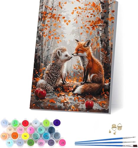 Tier Malen Nach Zahlen Erwachsene Mit Rahmen, Malen Nach Zahlen Baum, DIY Set Erwachsene Mit 3 Pinseln und Acrylfarbe, Paint by Numbers für Deko Wohnzimmer, Geschenke für Frauen 70x95cm M-8137 von KUEAJIOU