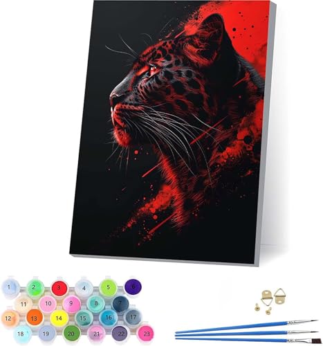 Tier Malen Nach Zahlen Erwachsene Mit Rahmen, Malen Nach Zahlen Sonne, DIY Set Erwachsene Mit 3 Pinseln und Acrylfarbe, Paint by Numbers für Deko Wohnzimmer, Geschenke für Frauen 50x65cm R-2687 von KUEAJIOU