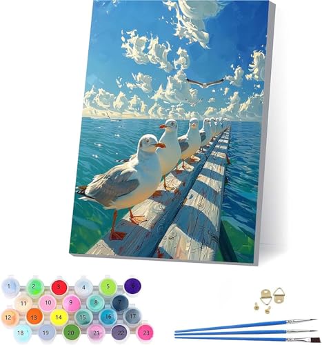 Vogel Malen Nach Zahlen Erwachsene Mit Rahmen, Malen Nach Zahlen Ozean, DIY Set Erwachsene Mit 3 Pinseln und Acrylfarbe, Paint by Numbers für Deko Wohnzimmer, Geschenke für Frauen 70x95cm 2-3057 Vogel Malen Nach Zahlen Erwachsene Mit Rahmen, Malen Nach Zahlen Ozean, DIY Set Erwachsene Mit 3 Pinseln und Acrylfarbe, Paint by Numbers für Deko Wohnzimmer, Geschenke für Frauen 70x95cm 2-3057 von KUEAJIOU