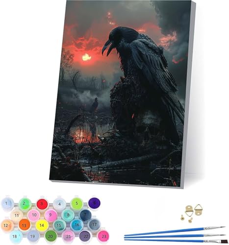 Vogel Malen Nach Zahlen Erwachsene Mit Rahmen, Malen Nach Zahlen Sonnenuntergang, DIY Set Erwachsene Mit 3 Pinseln und Acrylfarbe Knitterfreie Leinwand, Deko Wohnzimmer und Wanddeko 70x95cm N-1649 von KUEAJIOU