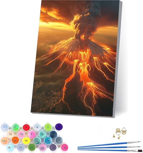 Vulkan Malen Nach Zahlen Erwachsene Mit Rahmen, Malen Nach Zahlen Landschaft, DIY Set Erwachsene Mit 3 Pinseln und Acrylfarbe, Paint by Numbers für Deko Wohnzimmer, Geschenke für Frauen 30x40cm 8-2647 Vulkan Malen Nach Zahlen Erwachsene Mit Rahmen, Malen Nach Zahlen Landschaft, DIY Set Erwachsene Mit 3 Pinseln und Acrylfarbe, Paint by Numbers für Deko Wohnzimmer, Geschenke für Frauen 30x40cm 8-2647 von KUEAJIOU