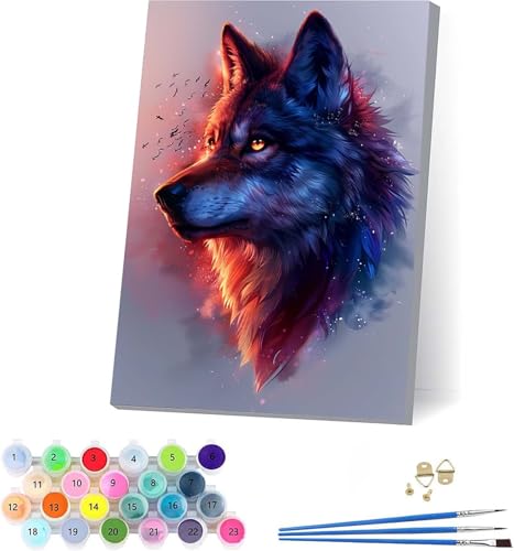 Wolf Malen Nach Zahlen Erwachsene Mit Rahmen, Malen Nach Zahlen Tier, DIY Set Erwachsene Mit 3 Pinseln und Acrylfarbe, Paint by Numbers für Deko Wohnzimmer, Geschenke für Frauen 70x95cm 0-3511 Wolf Malen Nach Zahlen Erwachsene Mit Rahmen, Malen Nach Zahlen Tier, DIY Set Erwachsene Mit 3 Pinseln und Acrylfarbe, Paint by Numbers für Deko Wohnzimmer, Geschenke für Frauen 70x95cm 0-3511 von KUEAJIOU