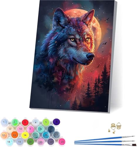 Wolf Malen Nach Zahlen Erwachsene Mit Rahmen, Malen Nach Zahlen Vogel, DIY Set Erwachsene Mit 3 Pinseln und Acrylfarbe Knitterfreie Leinwand, Paint by Numbers für Deko Wohnzimmer 100x130cm L-7032 Wolf Malen Nach Zahlen Erwachsene Mit Rahmen, Malen Nach Zahlen Vogel, DIY Set Erwachsene Mit 3 Pinseln und Acrylfarbe Knitterfreie Leinwand, Paint by Numbers für Deko Wohnzimmer 100x130cm L-7032 von KUEAJIOU