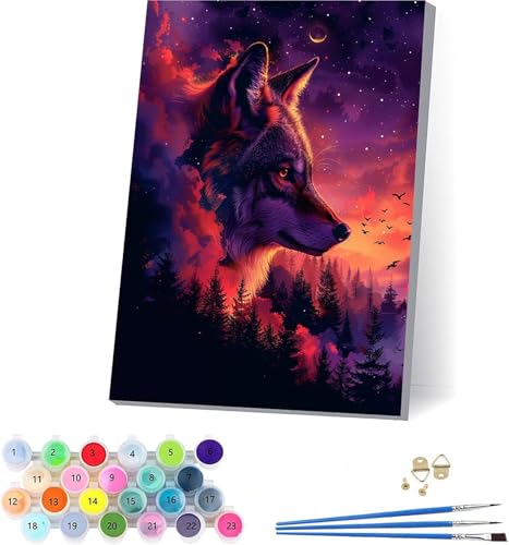 Wolf Malen Nach Zahlen Erwachsene Mit Rahmen, Malen Nach Zahlen Vogel, DIY Set Erwachsene Mit 3 Pinseln und Acrylfarbe Knitterfreie Leinwand, Paint by Numbers für Deko Wohnzimmer 70x95cm Y-8073 Wolf Malen Nach Zahlen Erwachsene Mit Rahmen, Malen Nach Zahlen Vogel, DIY Set Erwachsene Mit 3 Pinseln und Acrylfarbe Knitterfreie Leinwand, Paint by Numbers für Deko Wohnzimmer 70x95cm Y-8073 von KUEAJIOU