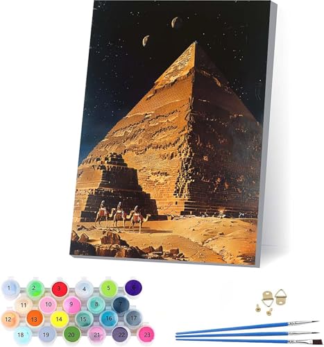 WüSte Malen Nach Zahlen Erwachsene Mit Rahmen, Malen Nach Zahlen Landschaft, DIY Set Erwachsene Mit 3 Pinseln und Acrylfarbe, Paint by Numbers für Deko Wohnzimmer, Geschenke für Frauen 70x95cm Y-1153 von KUEAJIOU