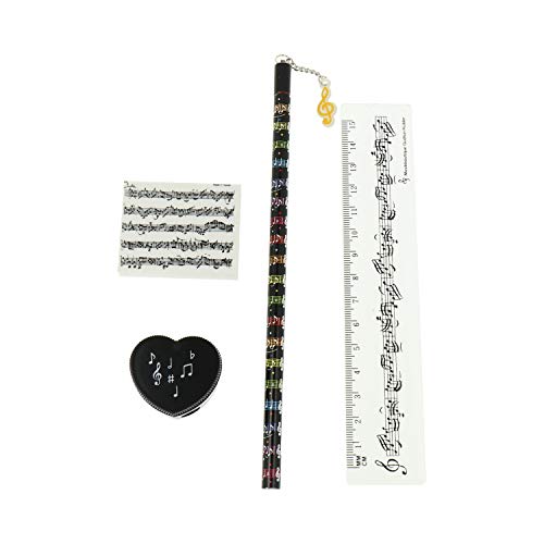 Schreibset mit Bleistift schwarz, Radiergummi, Spitzer und Lineal Notenlinien - schönes Geschenk für Musiker Schreibset mit Bleistift schwarz, Radiergummi, Spitzer und Lineal Notenlinien - schönes Geschenk für Musiker von KÜBLER Workwear